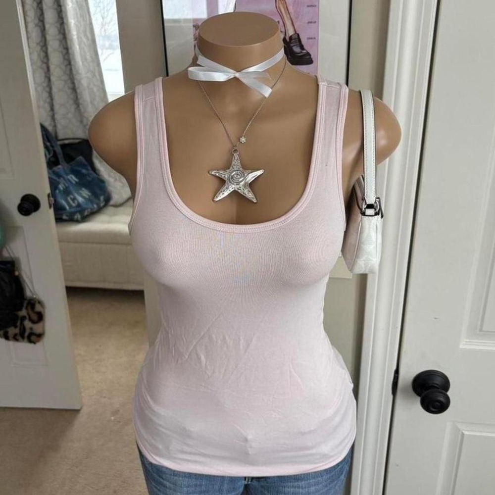 Y2K 2000s pastel baby pink cami tank top